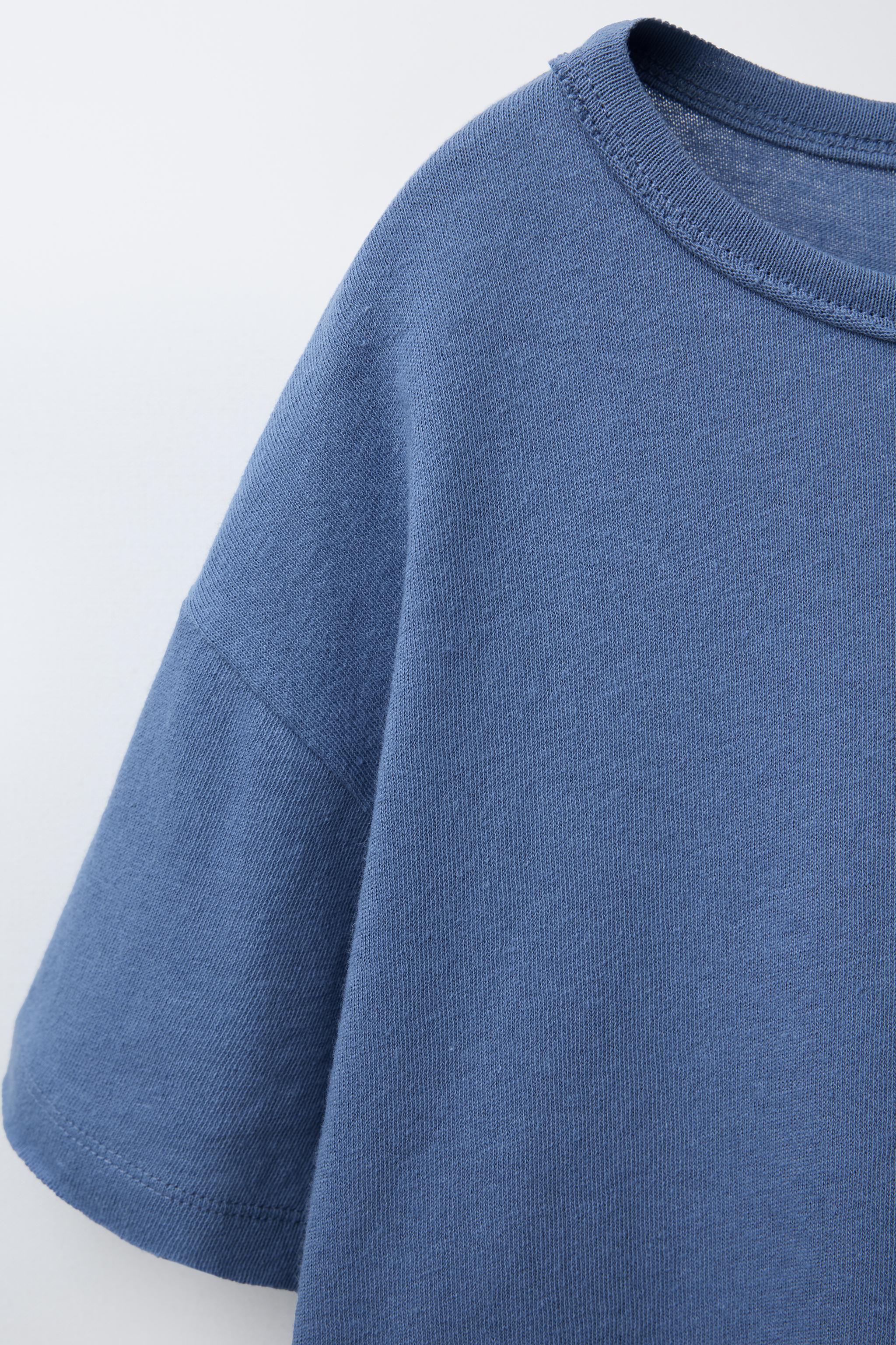 WASHED EFFECT T-SHIRT WITH COTTON AND LINEN